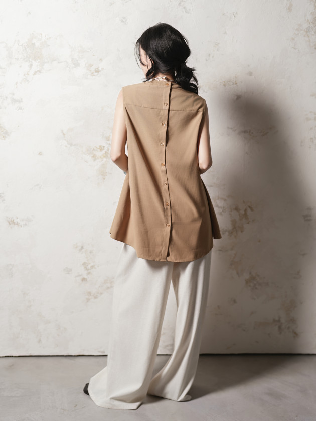 SOMA TOP (áo linen cài nút sau) 0