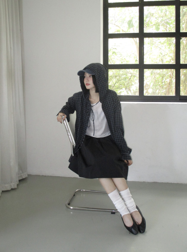 HOODED PLAID SHIRT (áo sơ mi nón oversize) 6