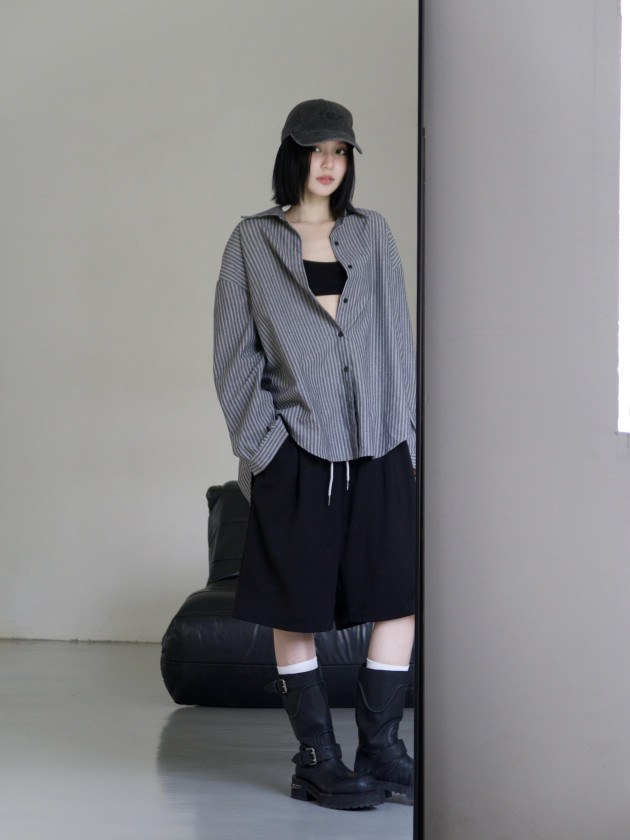 STRIPED LINEN SHIRT (áo sơ mi linen sọc xám) 6