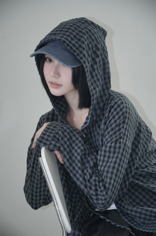 HOODED PLAID SHIRT (áo sơ mi nón oversize) 5