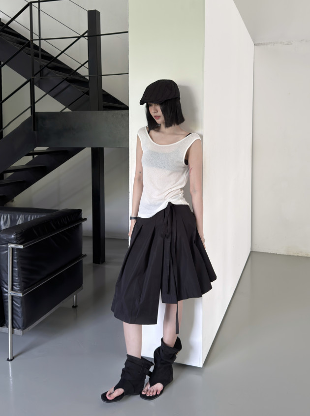 ASYM WRAP SKIRT (chân váy ly đắp tà)