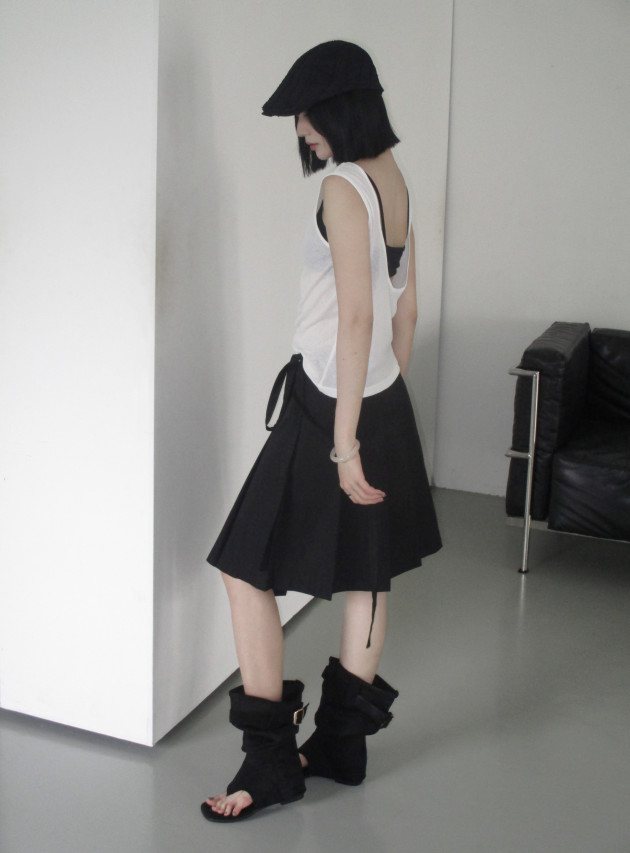 ASYM WRAP SKIRT (chân váy ly đắp tà) 2