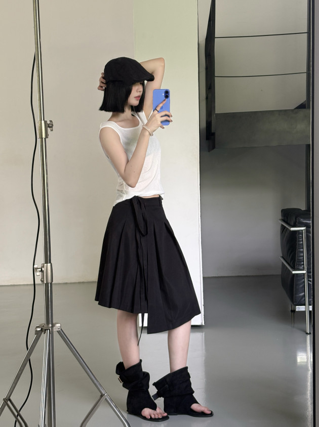 ASYM WRAP SKIRT (chân váy ly đắp tà) 9