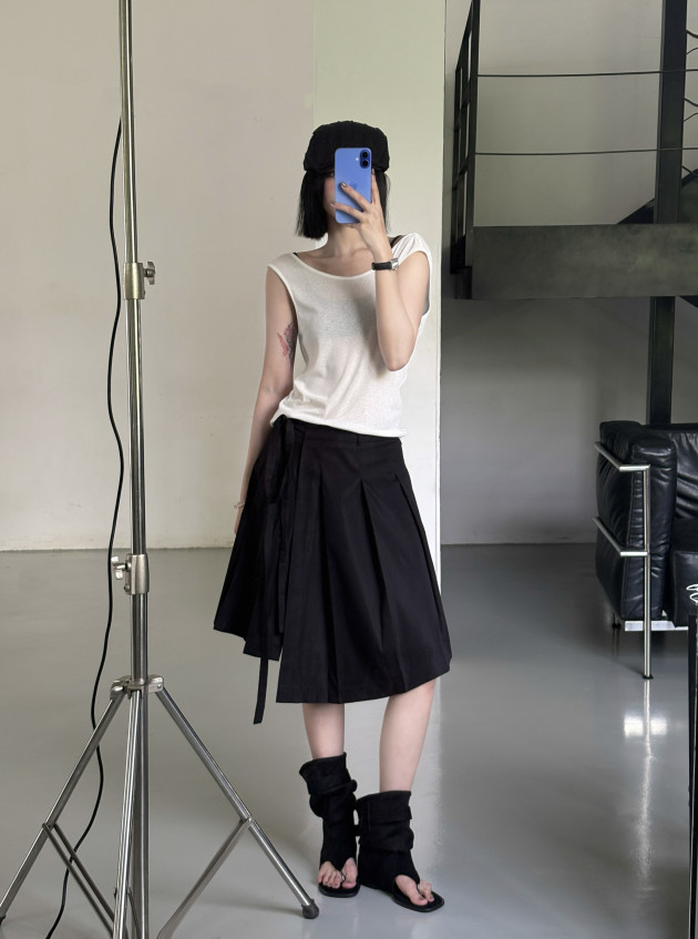 ASYM WRAP SKIRT (chân váy ly đắp tà) 3