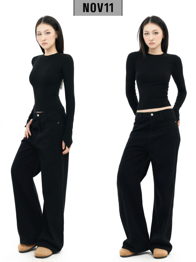 ÁO TAY DÀI ÔM BODY (fitted long sleeve asymmetrical cuff top) 1
