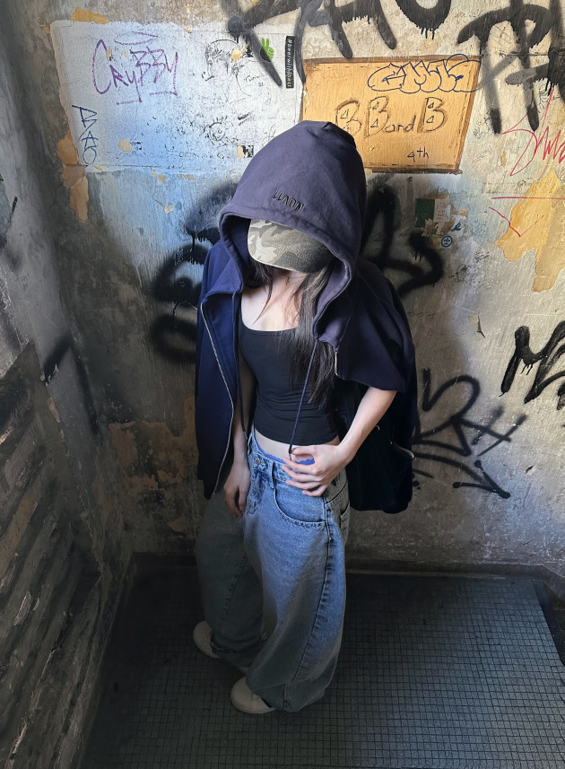 BASIC NAVY ZIP HOODIE (áo khoác dây kéo oversize) 4