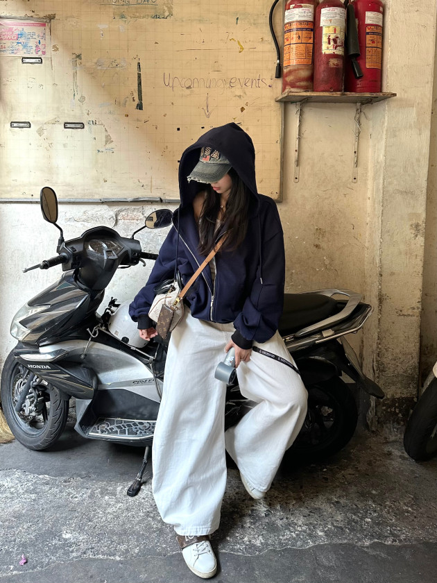 BASIC NAVY ZIP HOODIE (áo khoác dây kéo oversize) 5
