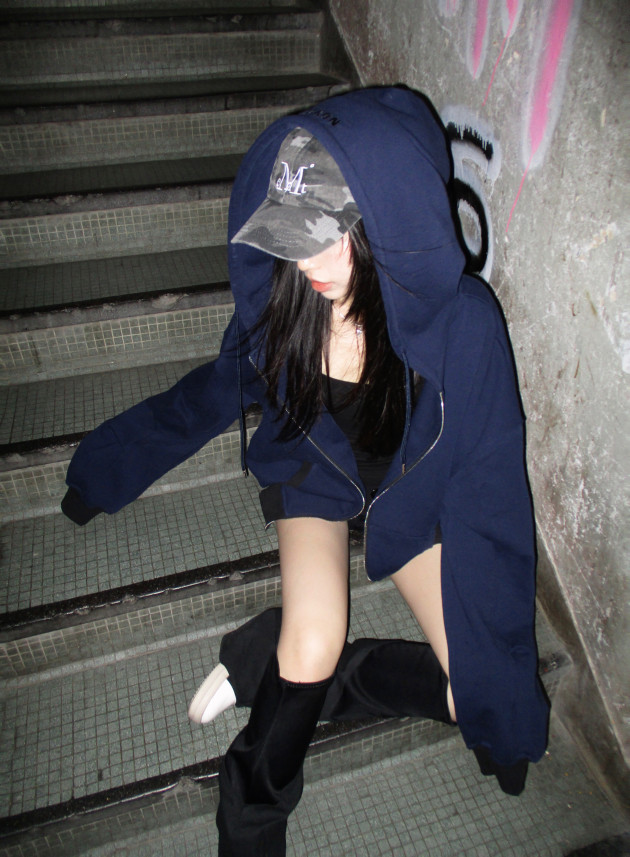 BASIC NAVY ZIP HOODIE (áo khoác dây kéo oversize) 8