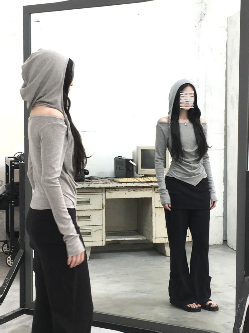 ENIG hooded TOP (áo ôm cổ đổ có nón)