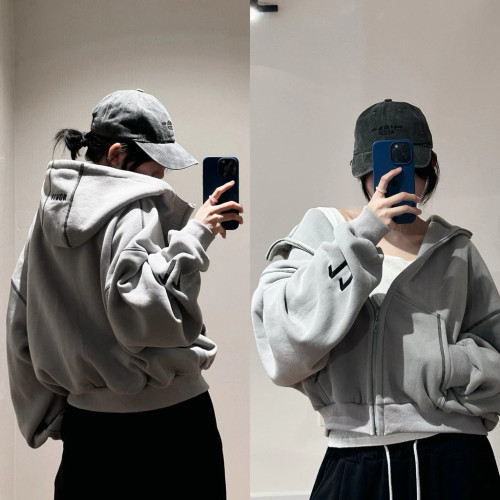 /NOV11/ UNISEX BOXY ZIP HOODIE (áo khoác dây kéo dáng ngắn nam/nữ) 3