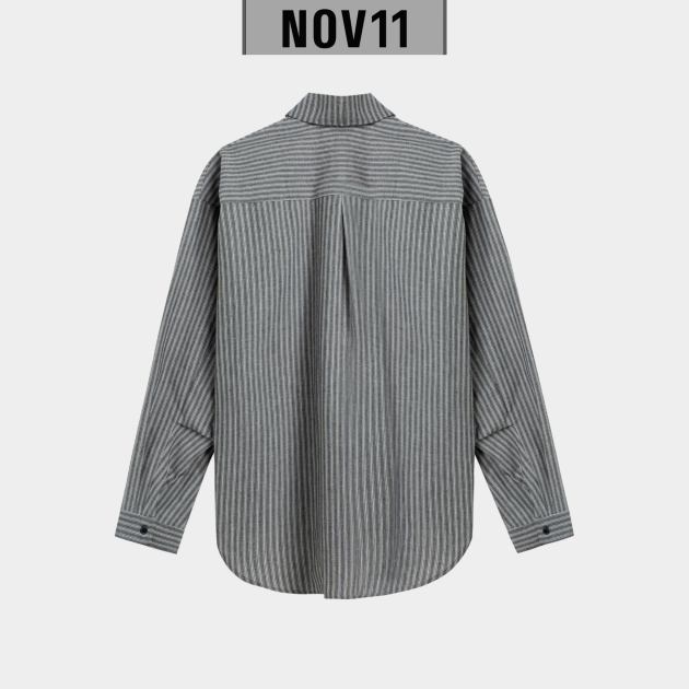 STRIPED LINEN SHIRT (áo sơ mi linen sọc xám) 8