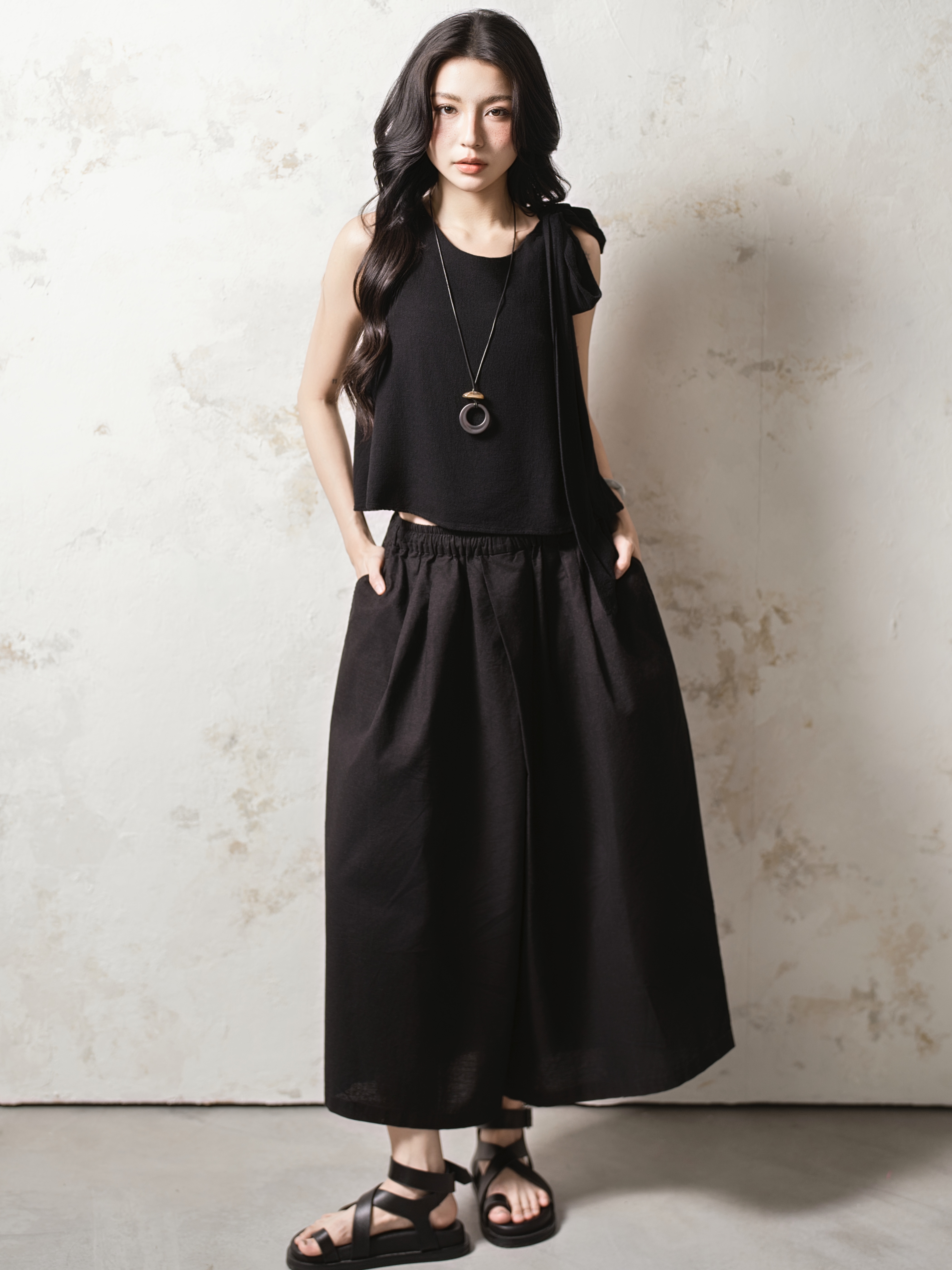YURA TOP (áo linen cột nơ)-02
