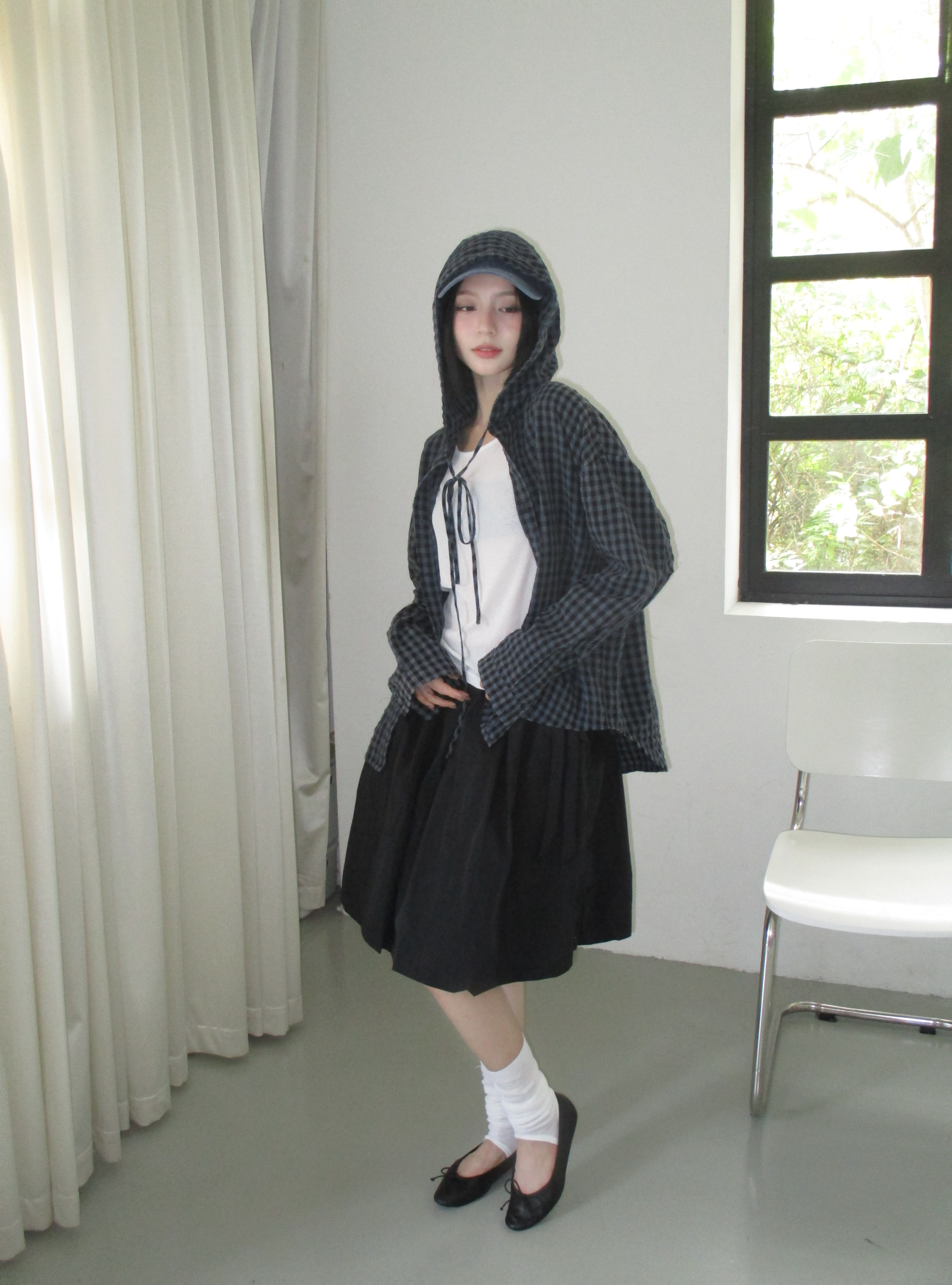GATHER VOLUME SKIRT (váy dù dáng lửng cột nơ)
