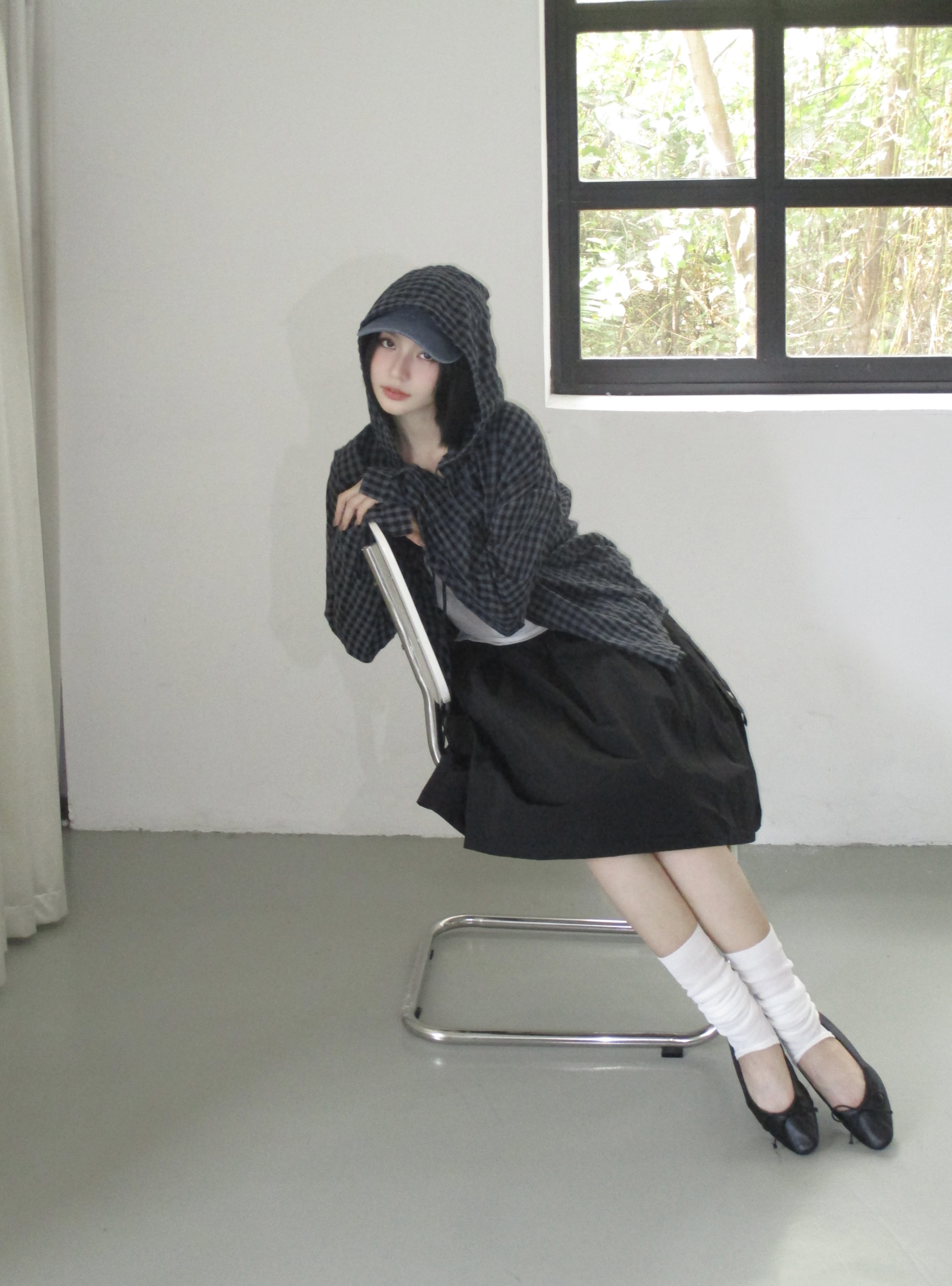 ÁO SƠ MI CARO NÓN (Hooded Plaid Shirt)-02