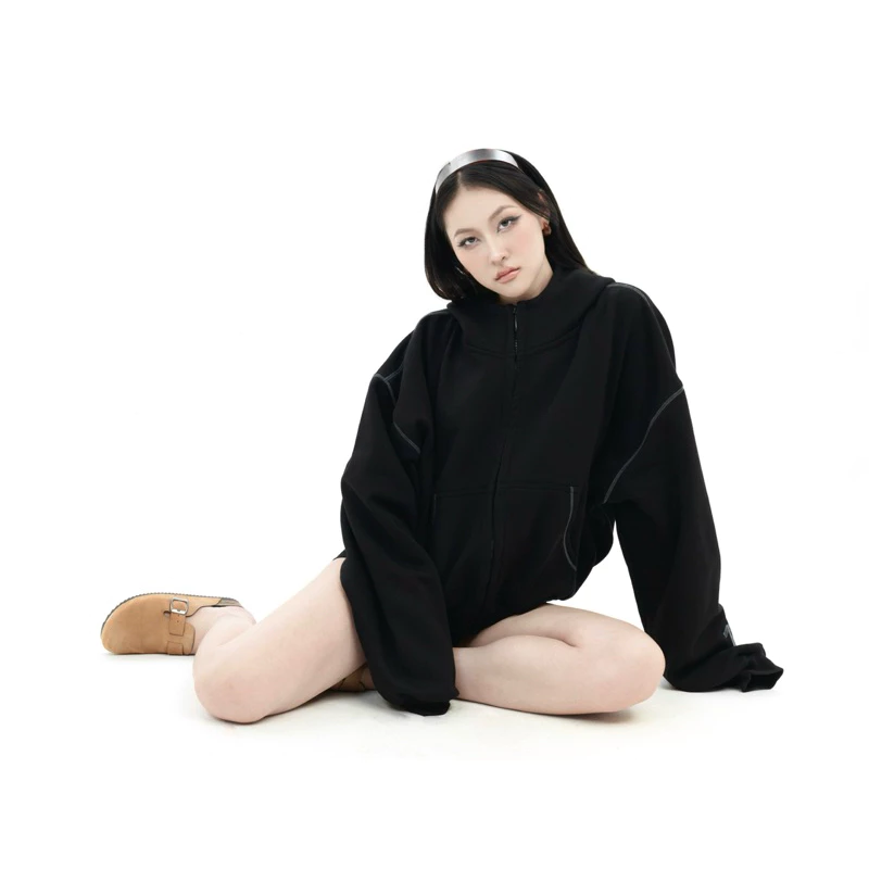 UNISEX BOXY ZIP HOODIE (áo khoác dây kéo dáng ngắn nam/nữ) 1