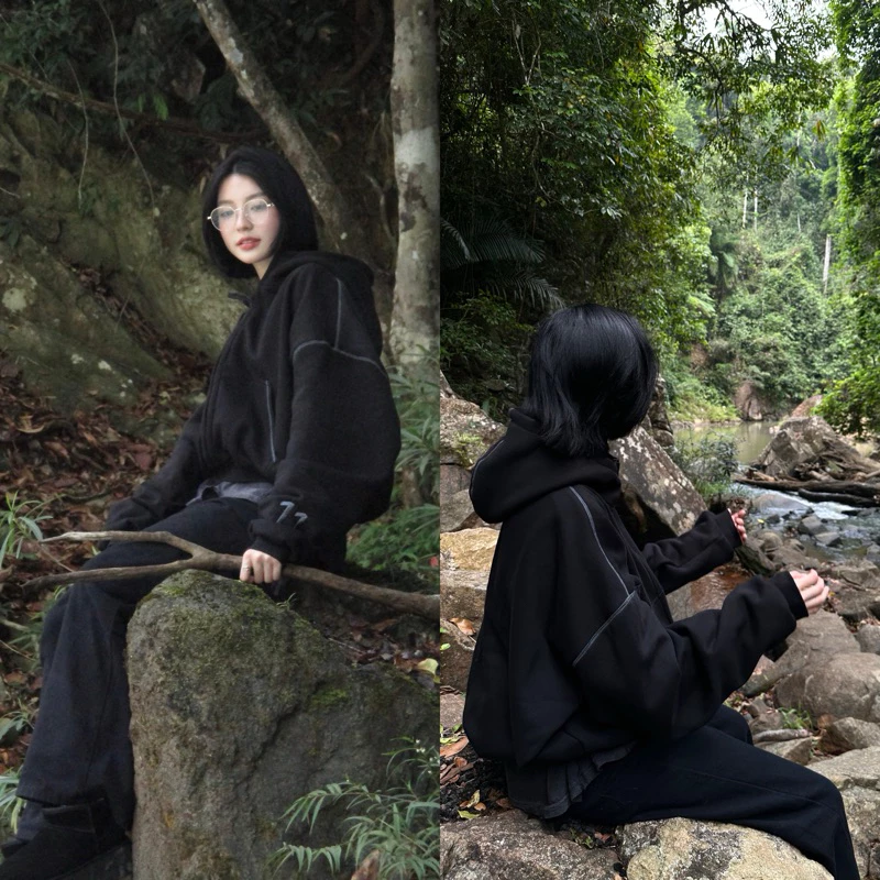 UNISEX BOXY ZIP HOODIE (áo khoác dây kéo dáng ngắn nam/nữ) 6